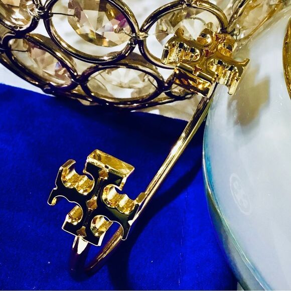 TORY BURCH KIRA 18K GOLD PLATED CUFF BRACELET - Picture 6 of 7
